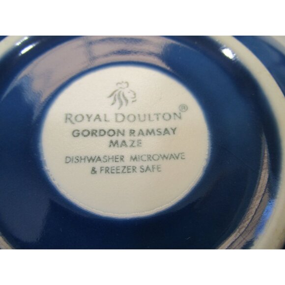 Gordon Ramsay Royal Doulton Denim Maze Bowls A Pair Embossed Rings 2013 GUC - Picture 3 of 10